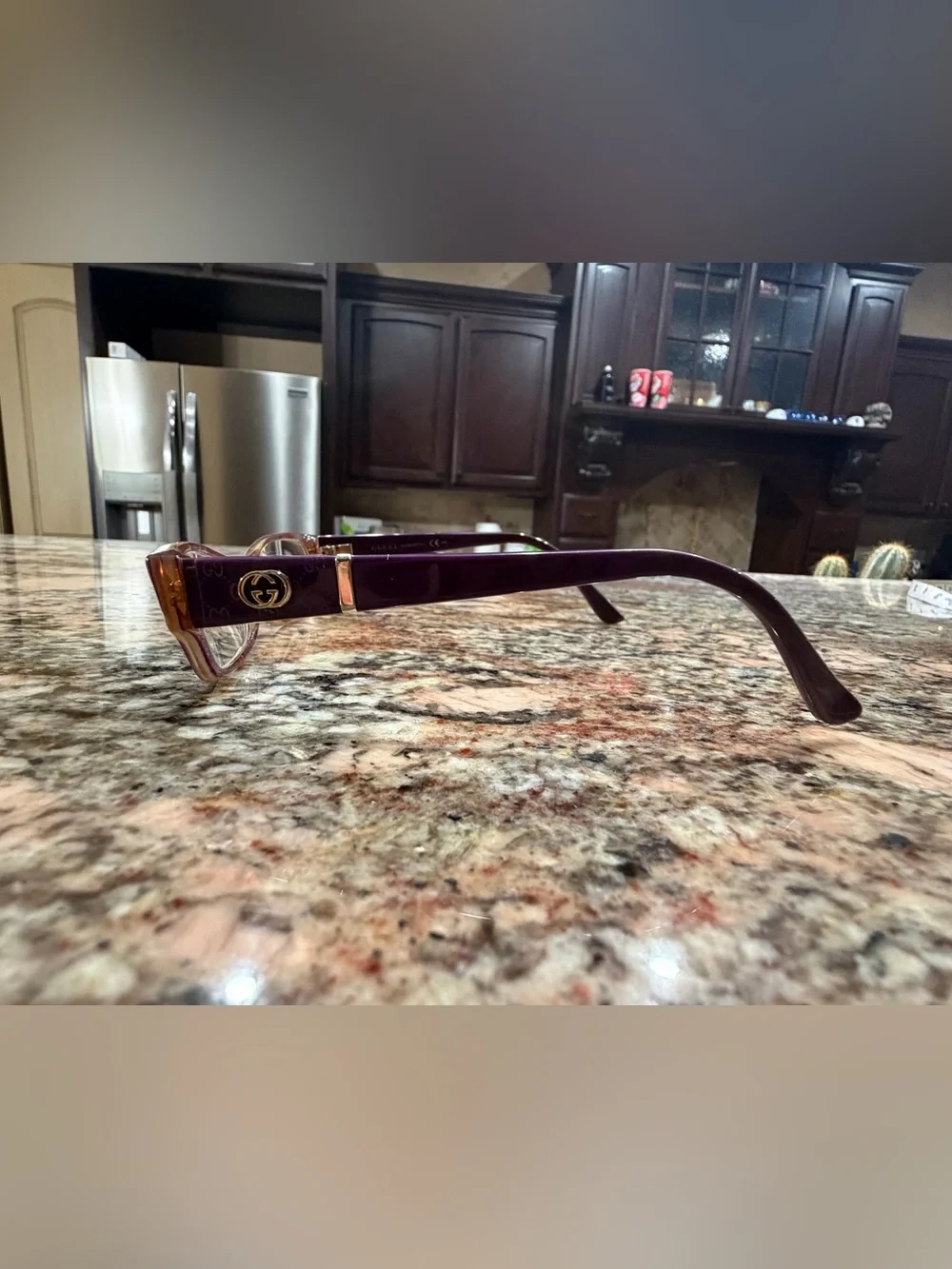 Gucci Purple Designer Women’s Prescription Eyeglass Frames with Gold Logo